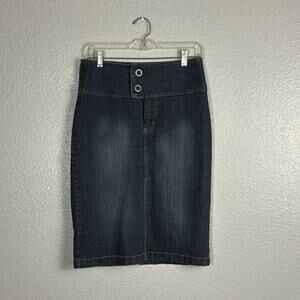Squeeze Stephen Hardy Size 5/6 Snap Denim Cotton Blend Pencil Skirt w/ Pockets
